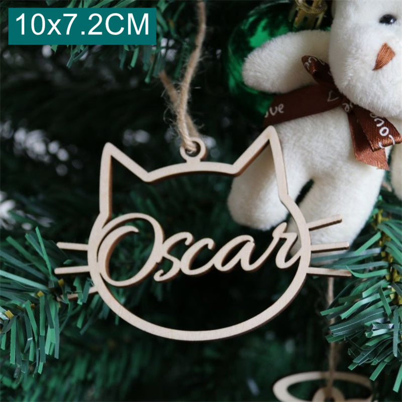 Christmas Tree Wooden Pendant – Personalised Pet Name Decoration