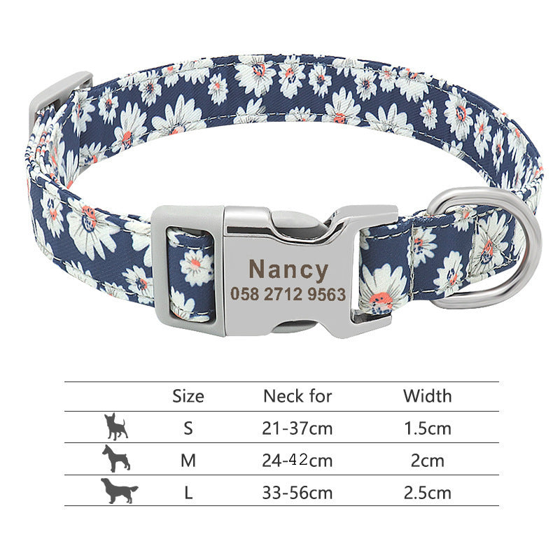 Custom Nylon Pet Collar – Personalised Dog Collar with Name & Phone Num