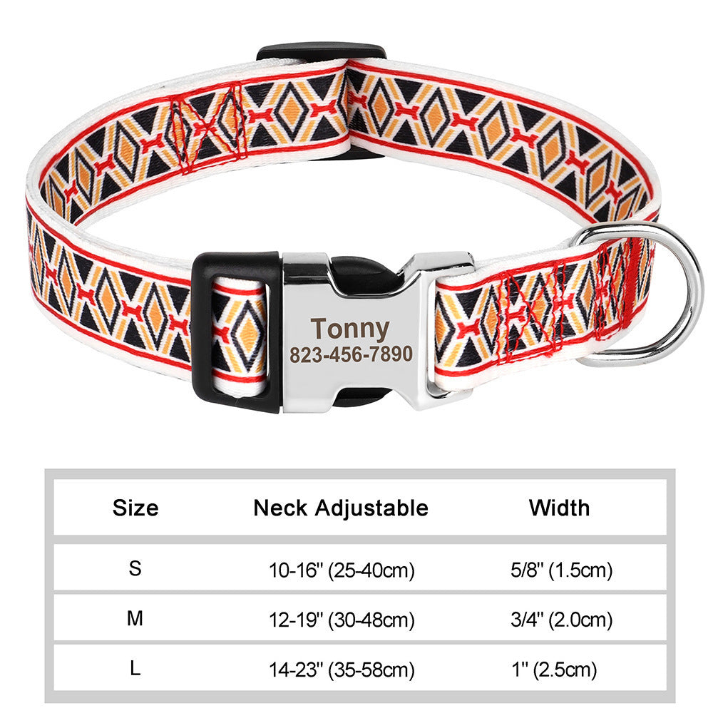 Custom Nylon Pet Collar – Personalised Dog Collar with Name & Phone Num