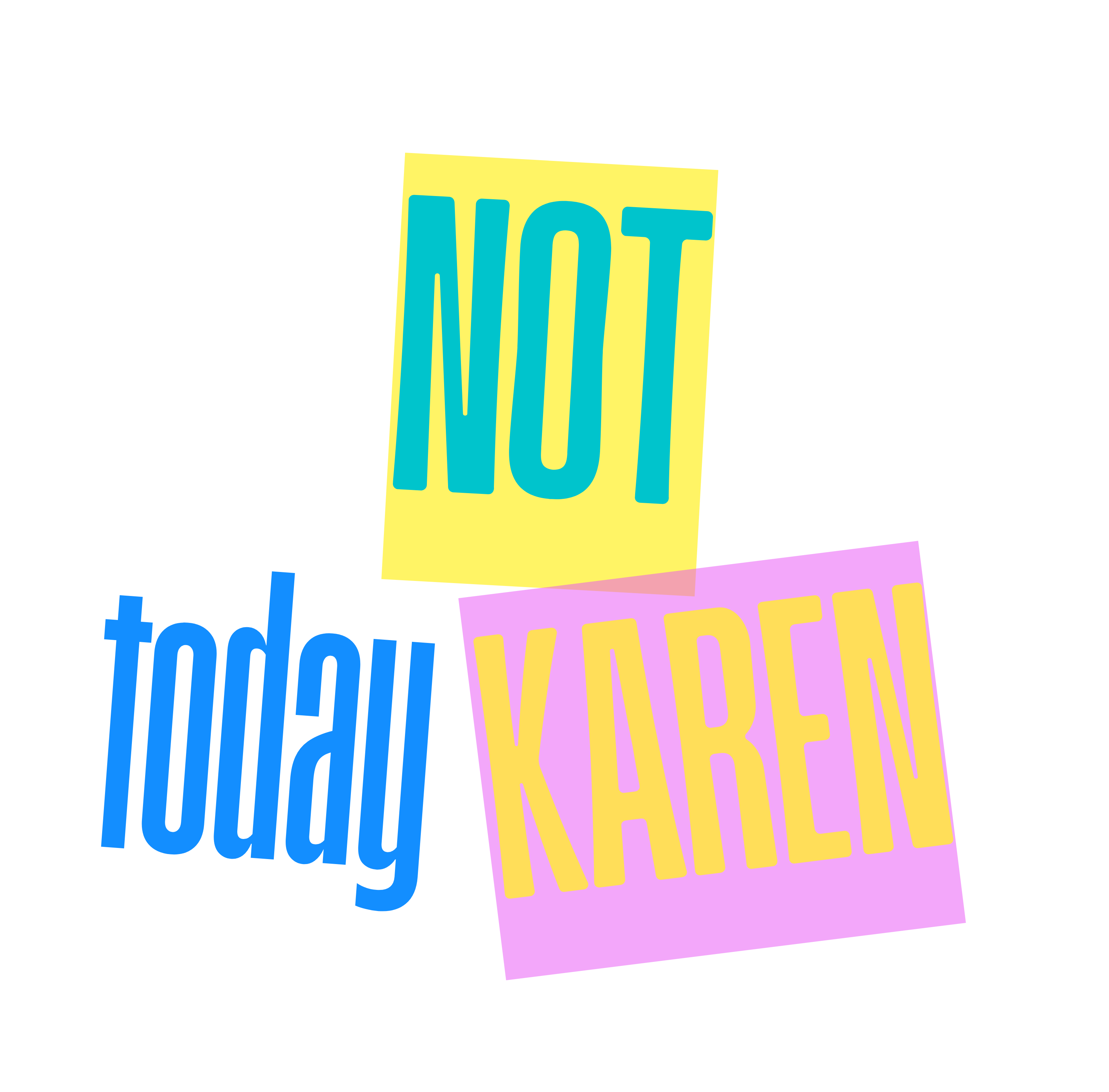 Colorful text 'NOT today KAREN' on a white background