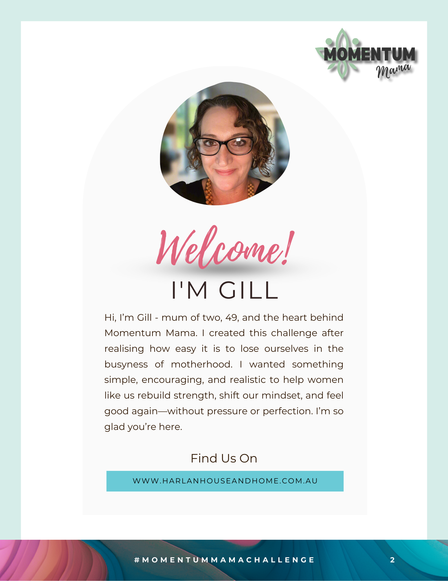 Momentum Mama 28-day fitness and mindset challenge welcome page