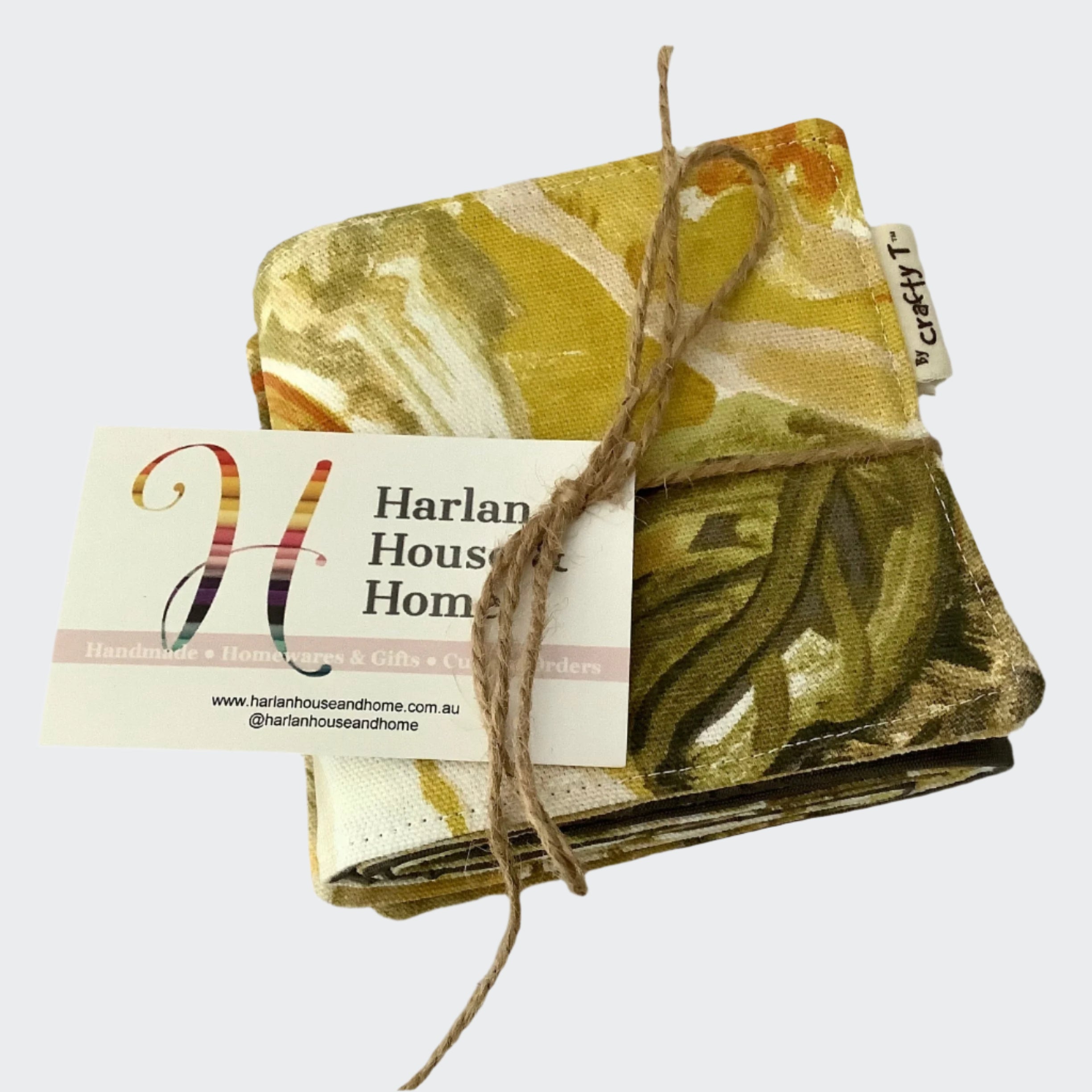 Abstract Yellow Flowers Coastie – Handmade & Reversible in Australia