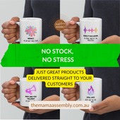 image of 4 hands holding 4 cups with blog title no stock, no stress