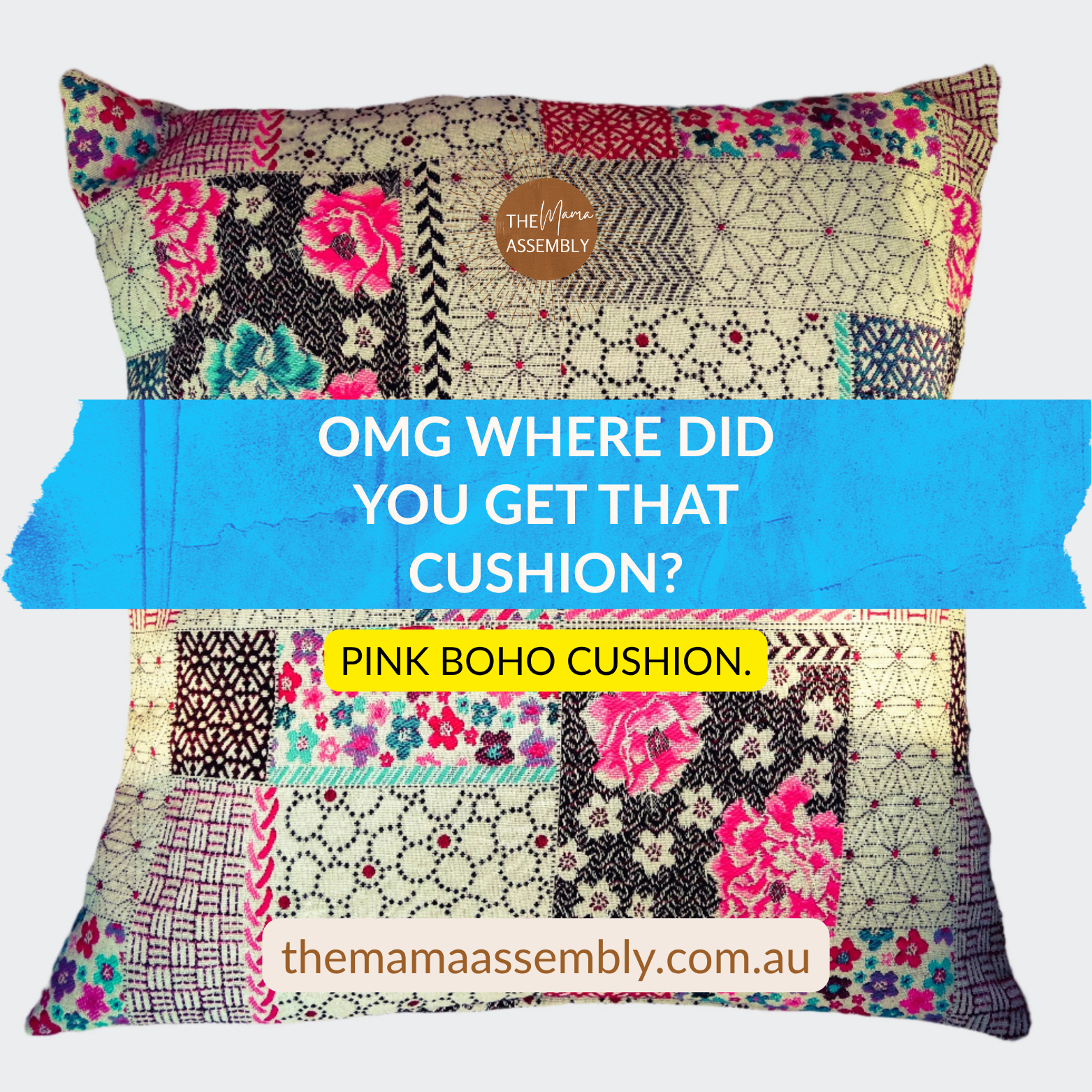 pink boho handmade cushion
