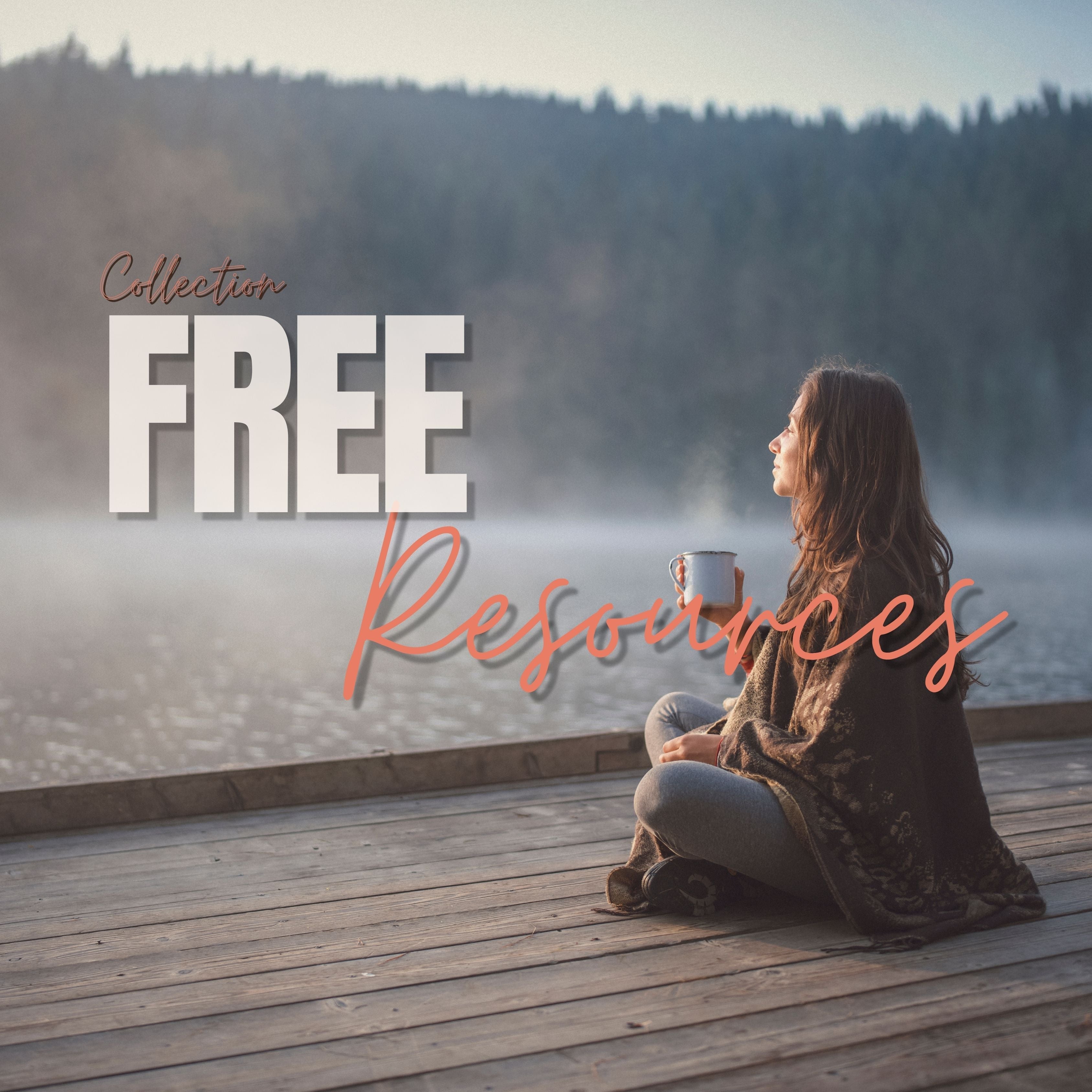 Woman sitting by a misty lake holding a warm mug, looking out over the water in a quiet moment of calm and reflection.