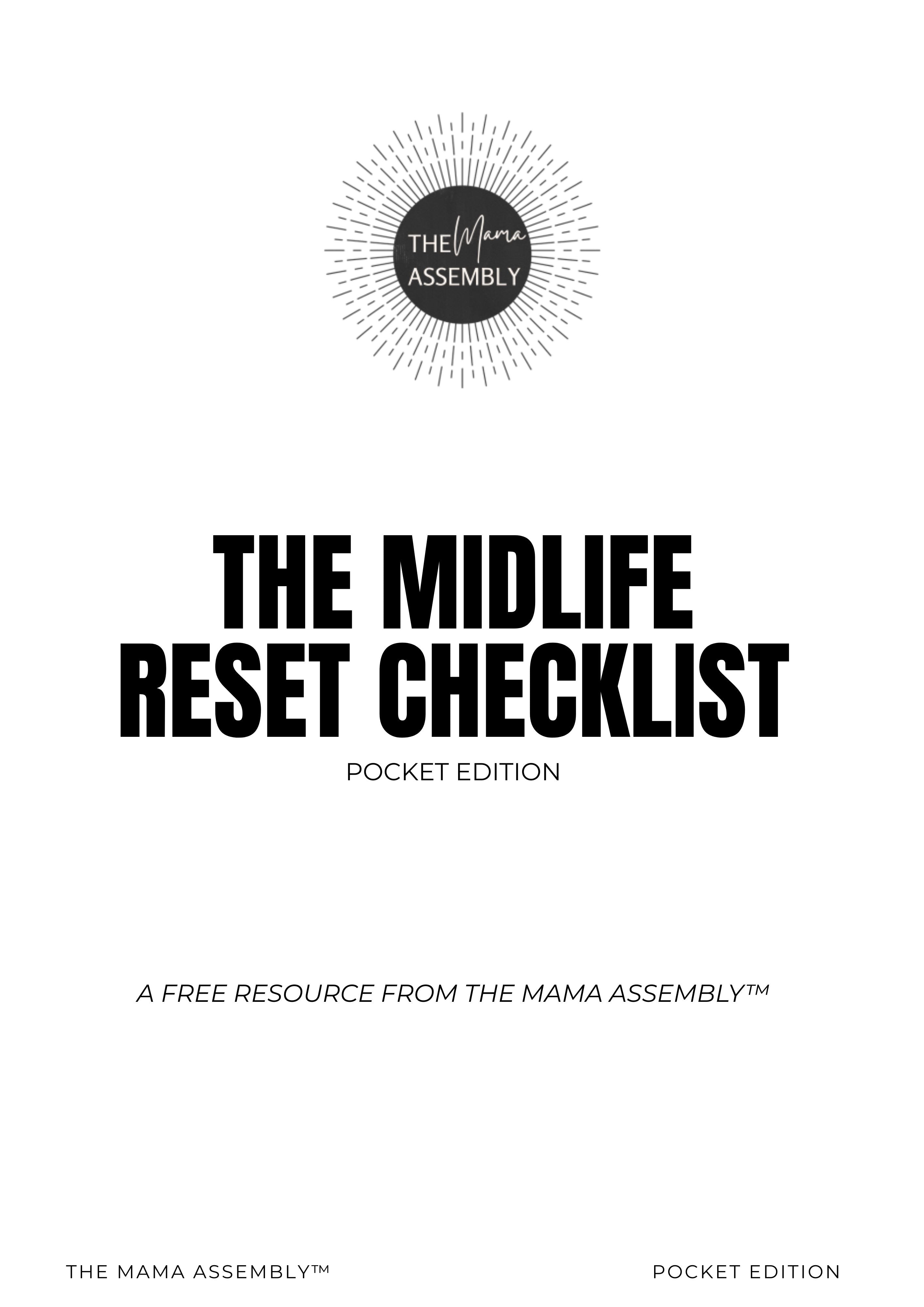 Cover of 'The Midlife Reset Checklist' by The Mama Assembly on a white background