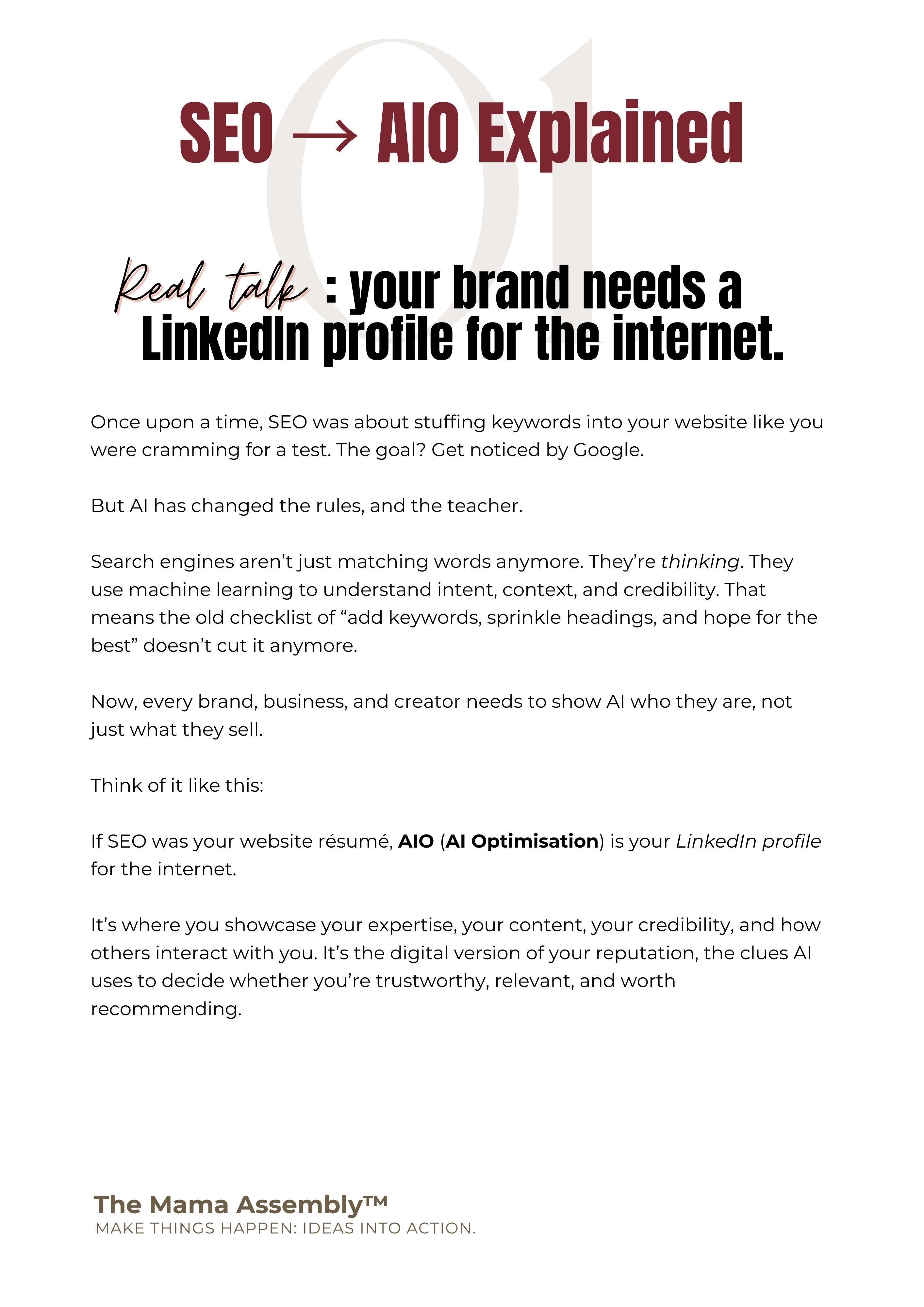 Article on SEO and AIO with text about LinkedIn profiles for businesses.