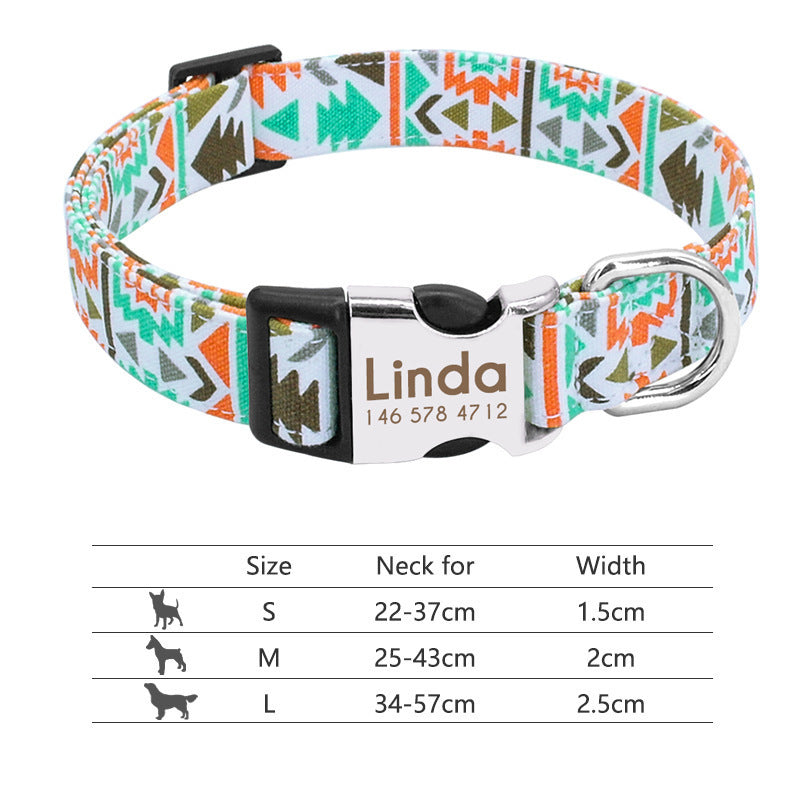Custom Nylon Pet Collar – Personalised Dog Collar with Name & Phone Num