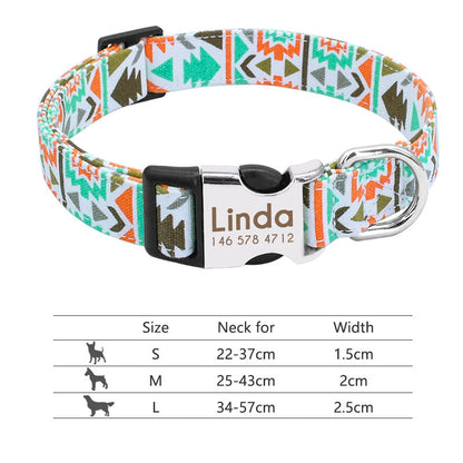 Custom Nylon Pet Collar – Personalised Dog Collar with Name & Phone Num