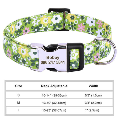 Custom Nylon Pet Collar – Personalised Dog Collar with Name & Phone Num