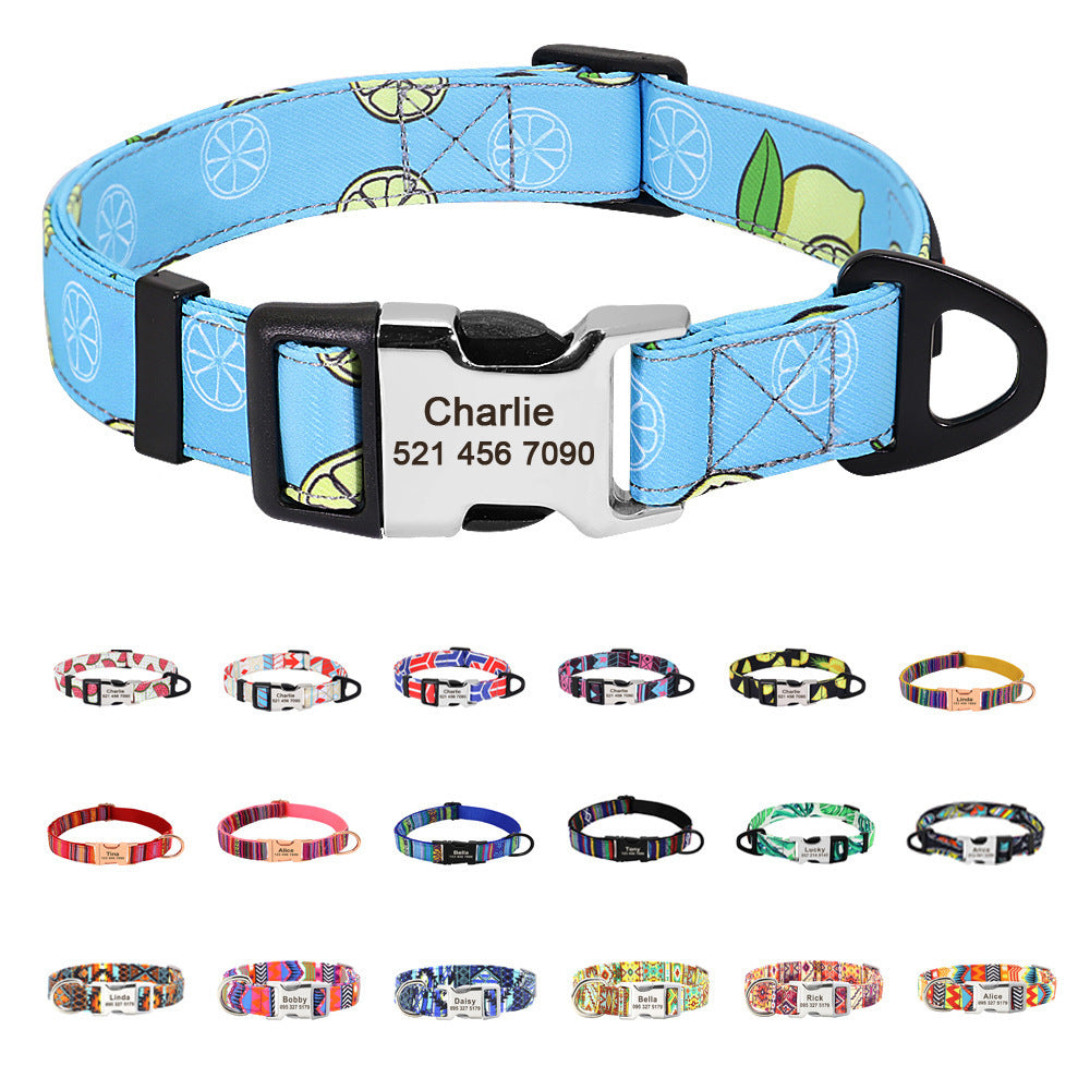 Custom Nylon Pet Collar – Personalised Dog Collar with Name & Phone Num