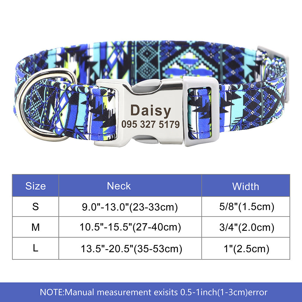 Custom Nylon Pet Collar – Personalised Dog Collar with Name & Phone Num