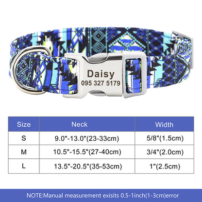 Custom Nylon Pet Collar – Personalised Dog Collar with Name & Phone Num