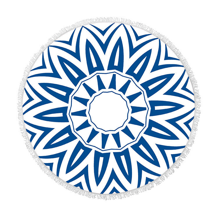 Fringed Round Beach Towel – Microfiber Polyester, 150cm Diameter, Floral Pattern