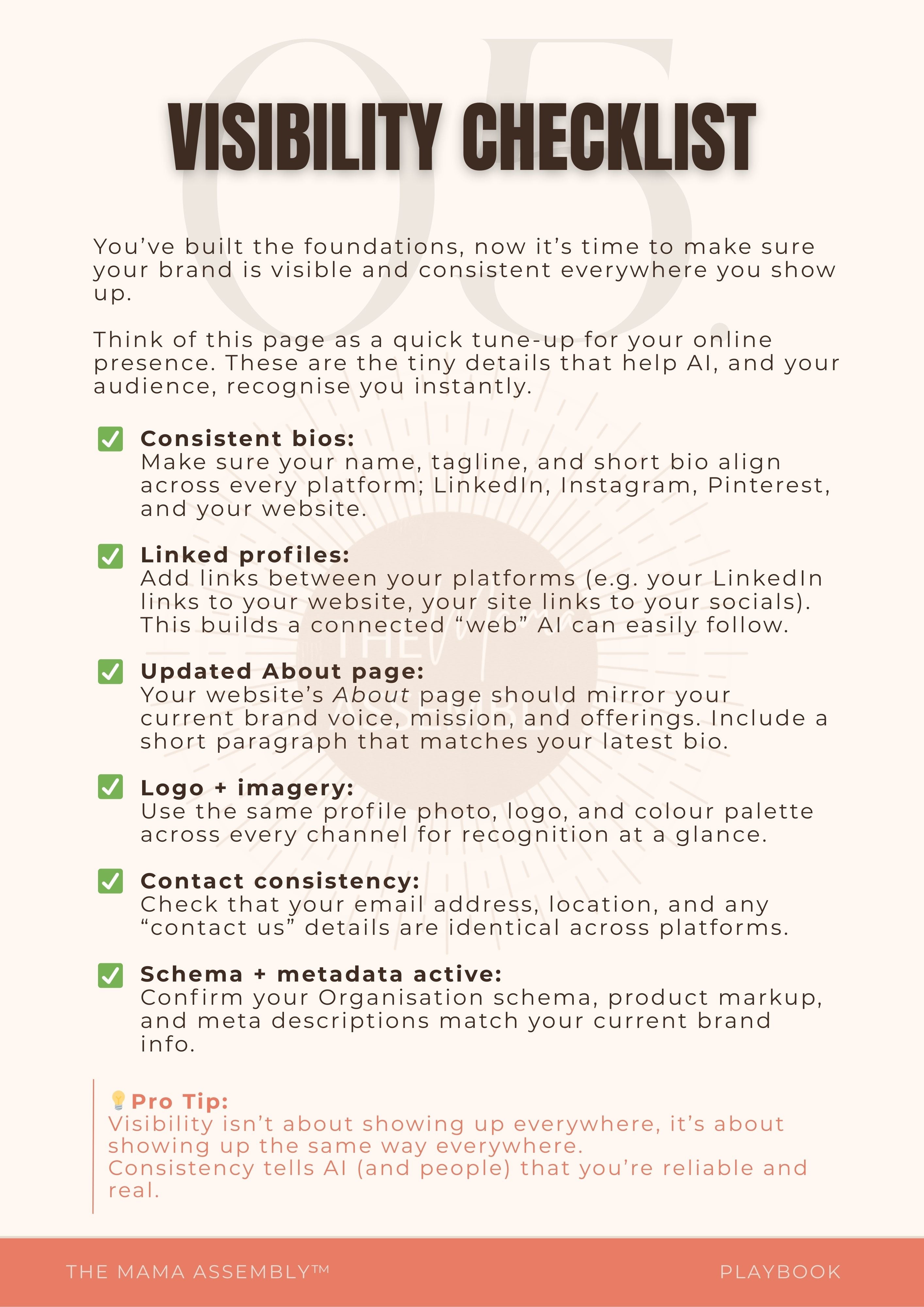 Visibility checklist for brand consistency across platforms