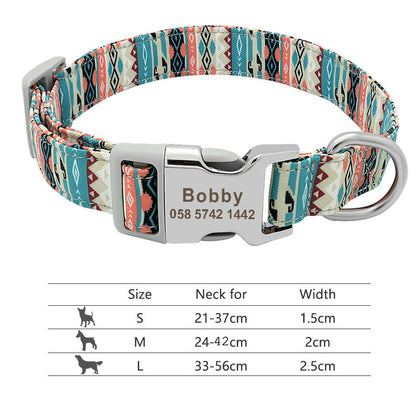 Custom Nylon Pet Collar – Personalised Dog Collar with Name & Phone Num