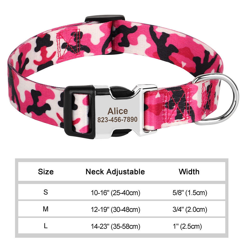 Custom Nylon Pet Collar – Personalised Dog Collar with Name & Phone Num