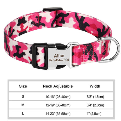 Custom Nylon Pet Collar – Personalised Dog Collar with Name & Phone Num