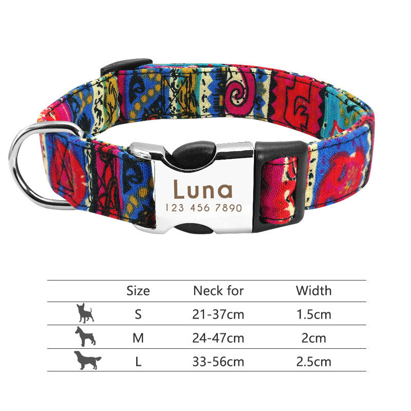 Custom Nylon Pet Collar – Personalised Dog Collar with Name & Phone Num