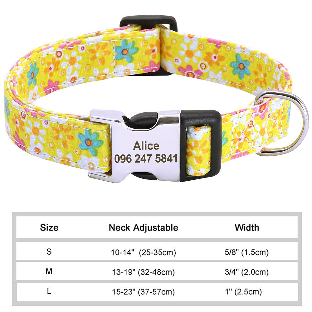 Custom Nylon Pet Collar – Personalised Dog Collar with Name & Phone Num