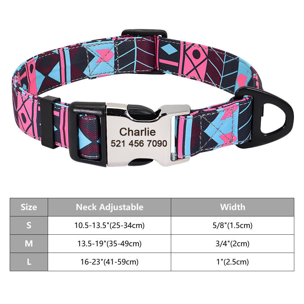 Custom Nylon Pet Collar – Personalised Dog Collar with Name & Phone Num