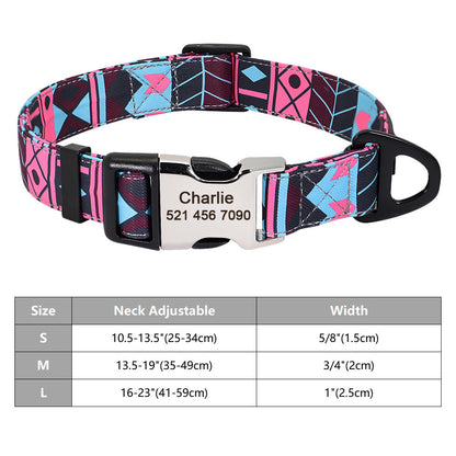 Custom Nylon Pet Collar – Personalised Dog Collar with Name & Phone Num