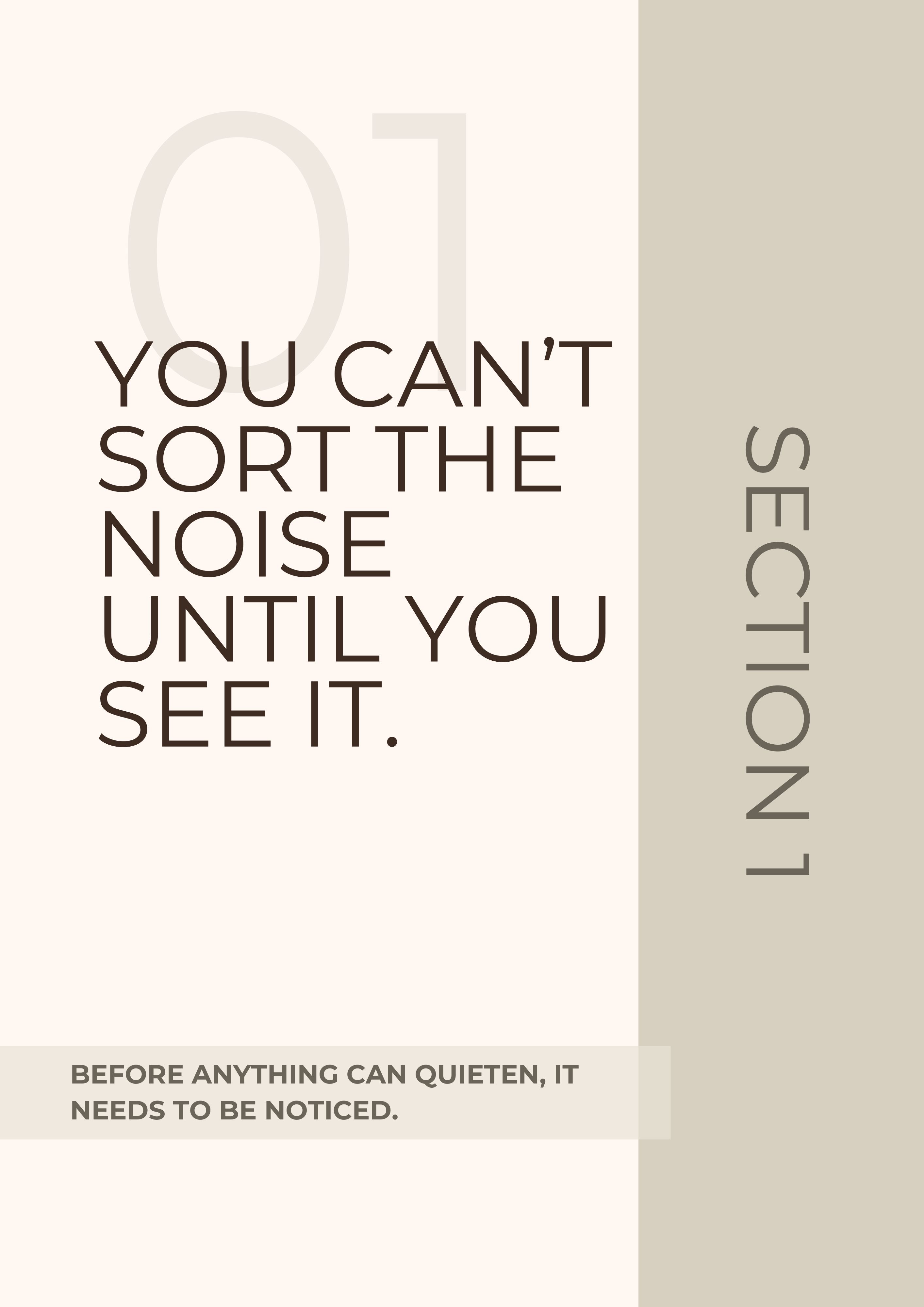 Minimalist design with a quote on a white and beige background