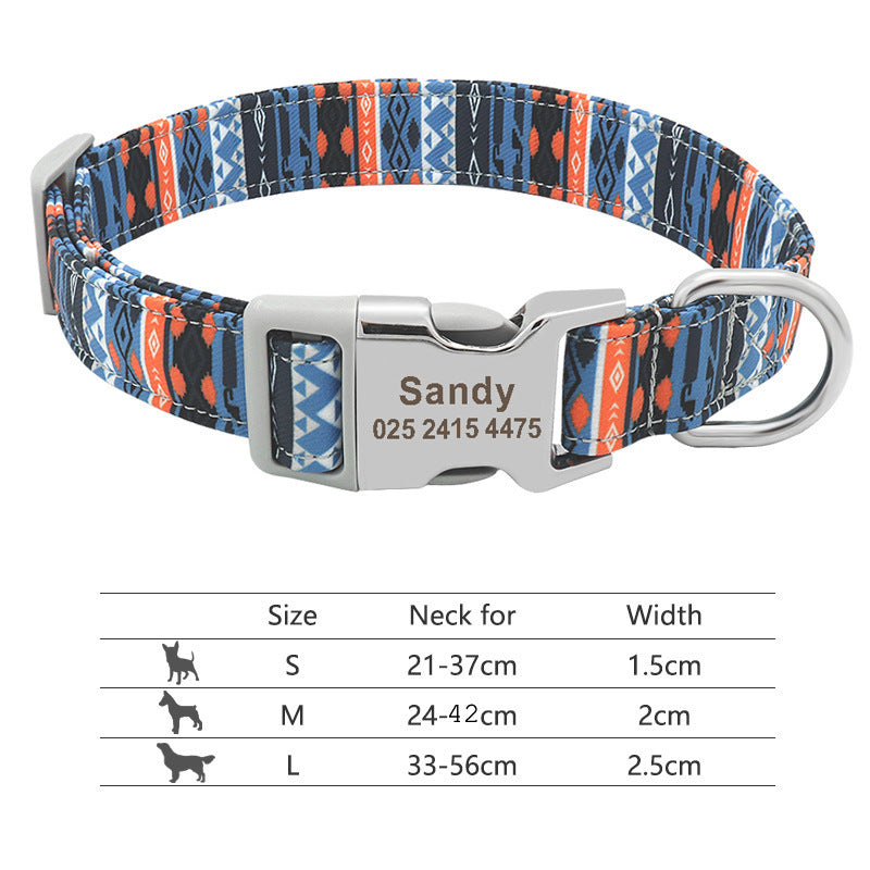 Custom Nylon Pet Collar – Personalised Dog Collar with Name & Phone Num