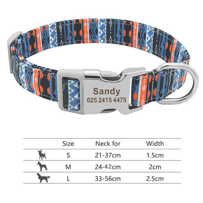 Custom Nylon Pet Collar – Personalised Dog Collar with Name & Phone Num