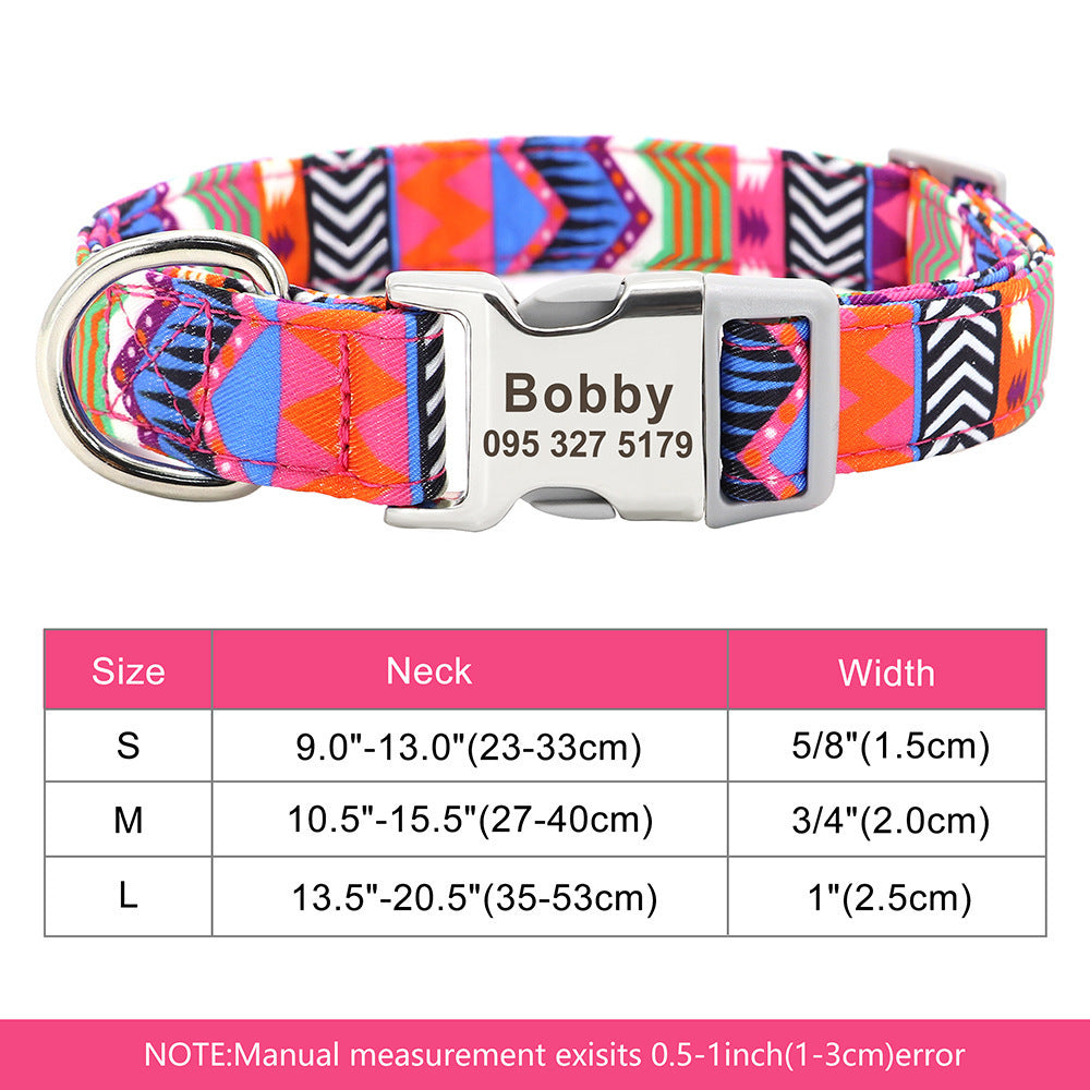 Custom Nylon Pet Collar – Personalised Dog Collar with Name & Phone Num