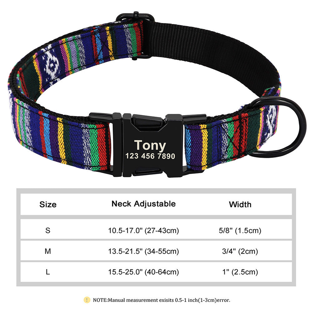 Custom Nylon Pet Collar – Personalised Dog Collar with Name & Phone Num