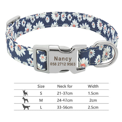Custom Nylon Pet Collar – Personalised Dog Collar with Name & Phone Num