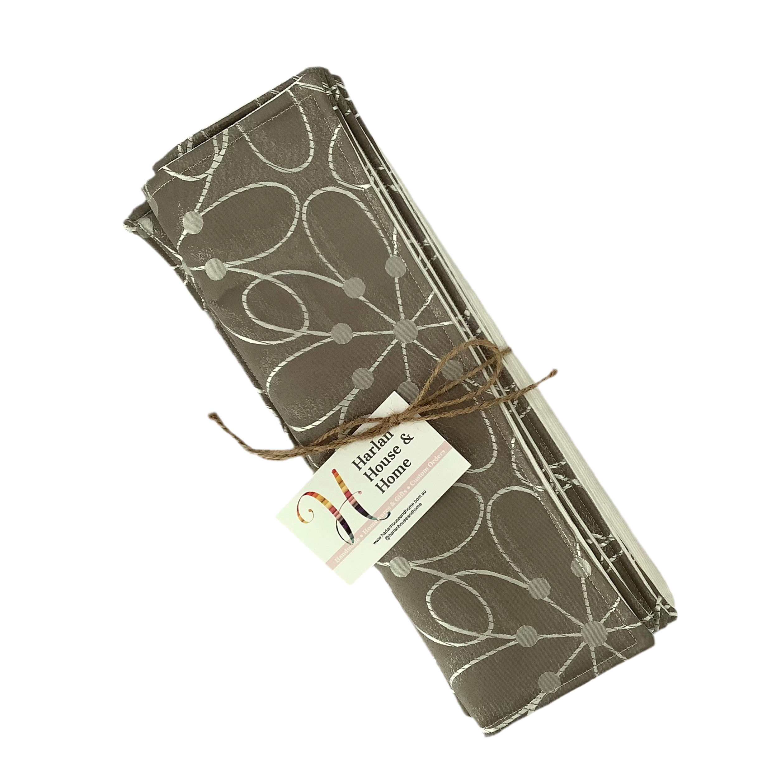 Silver Swirls Reversible Placemats – Handmade, Fabric-Protected, Easy Care