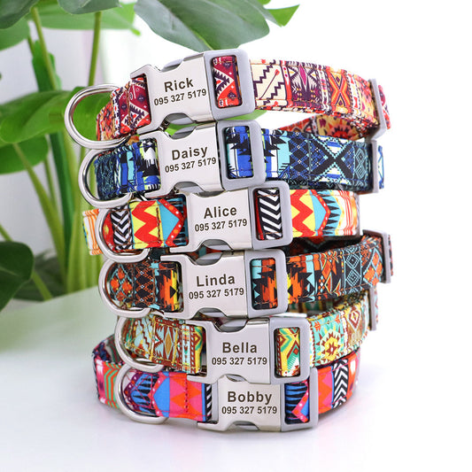 Custom Nylon Pet Collar – Personalised Dog Collar with Name & Phone Num