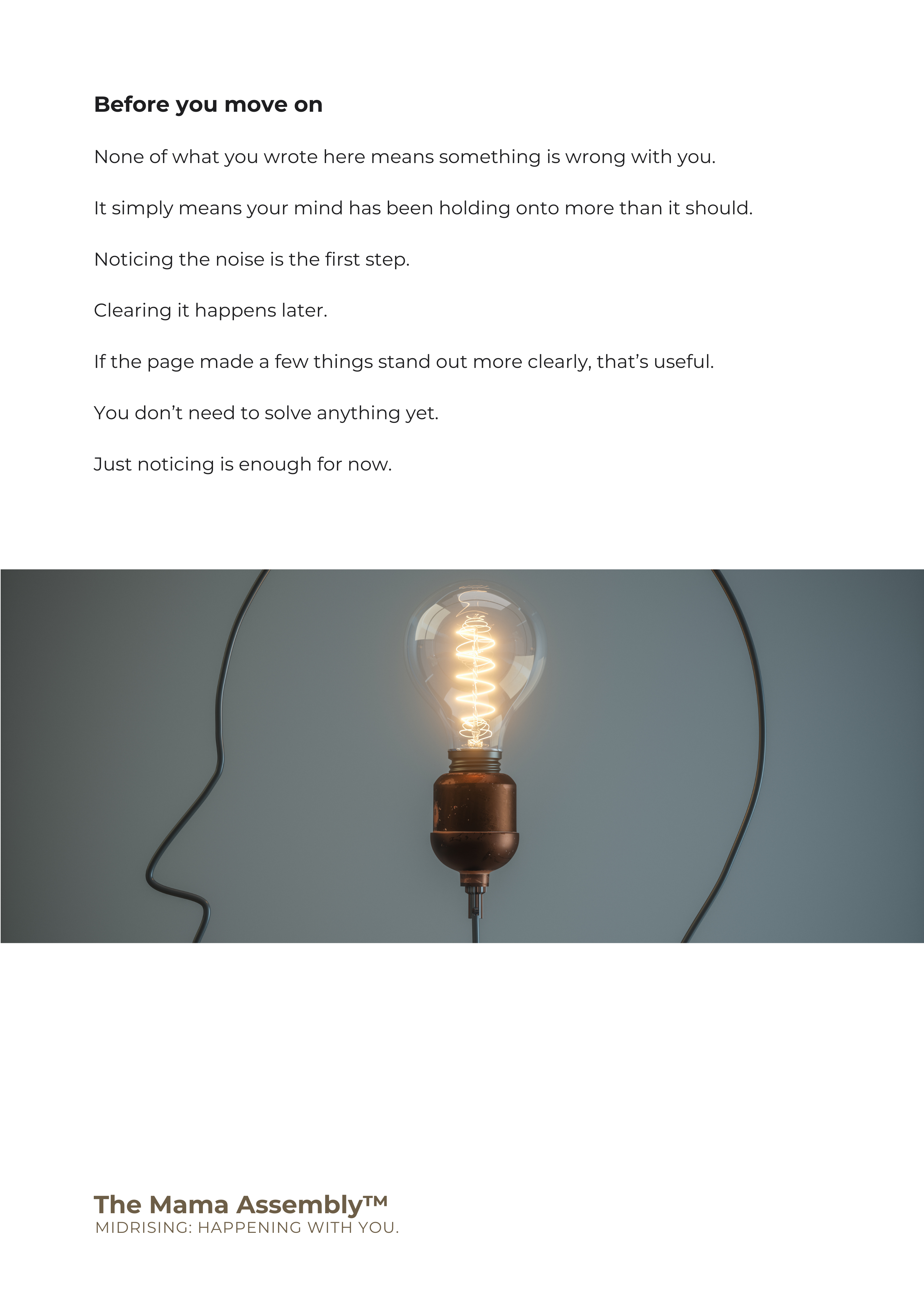 Light bulb inside a silhouette of a head with text overlay on a white background