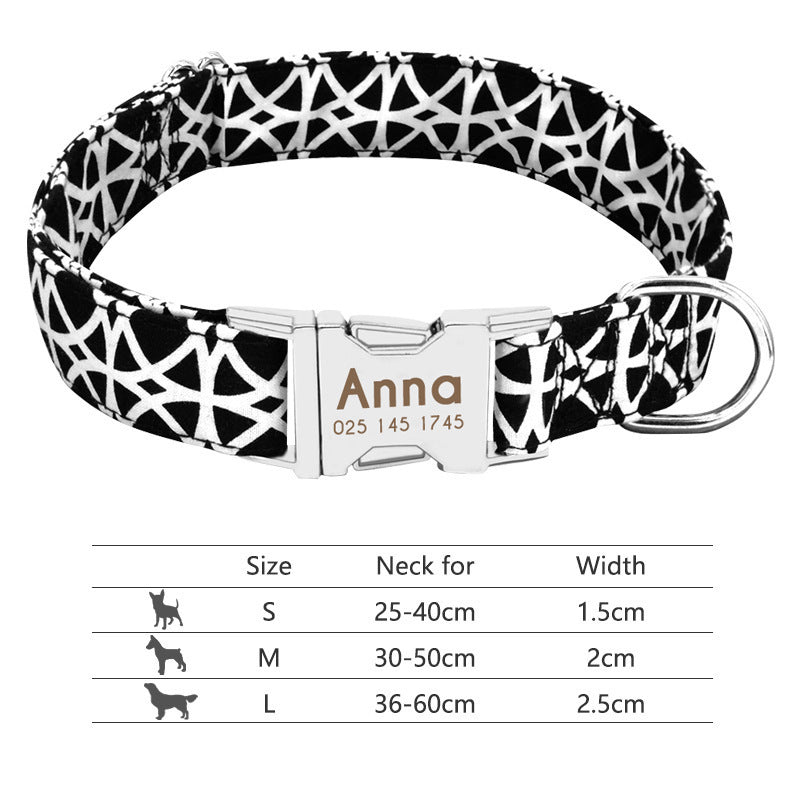 Custom Nylon Pet Collar – Personalised Dog Collar with Name & Phone Num