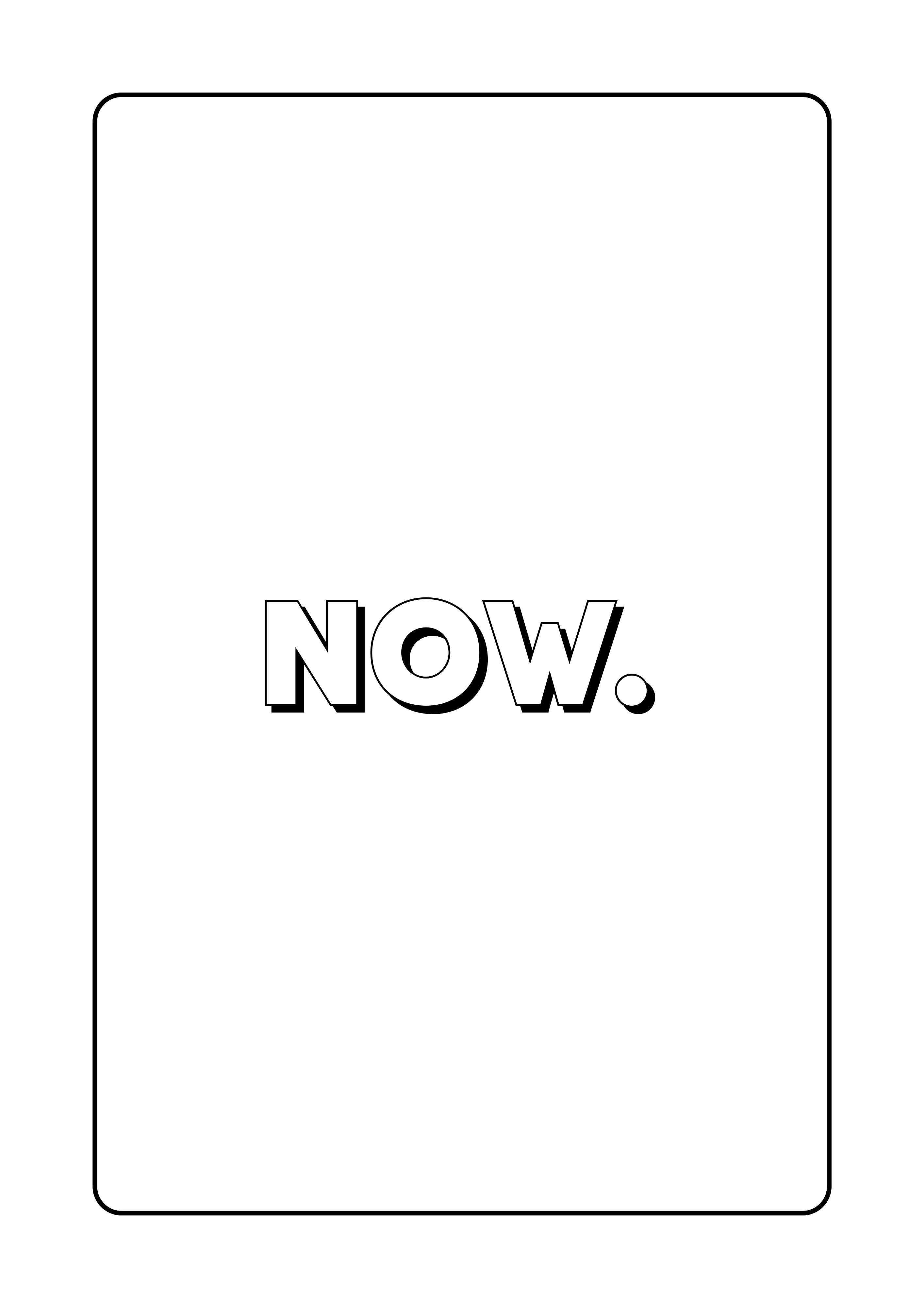 Minimalist design with the word 'NOW.' on a white background