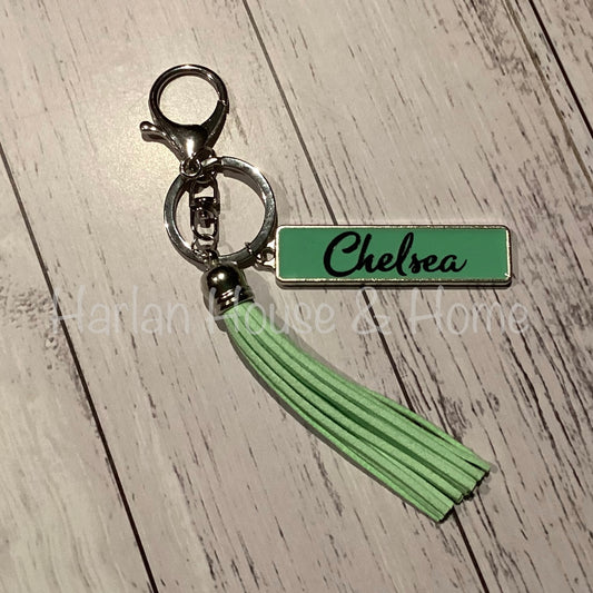 Personalised Tassel Keyring – Custom Name Gift in Multiple Colours