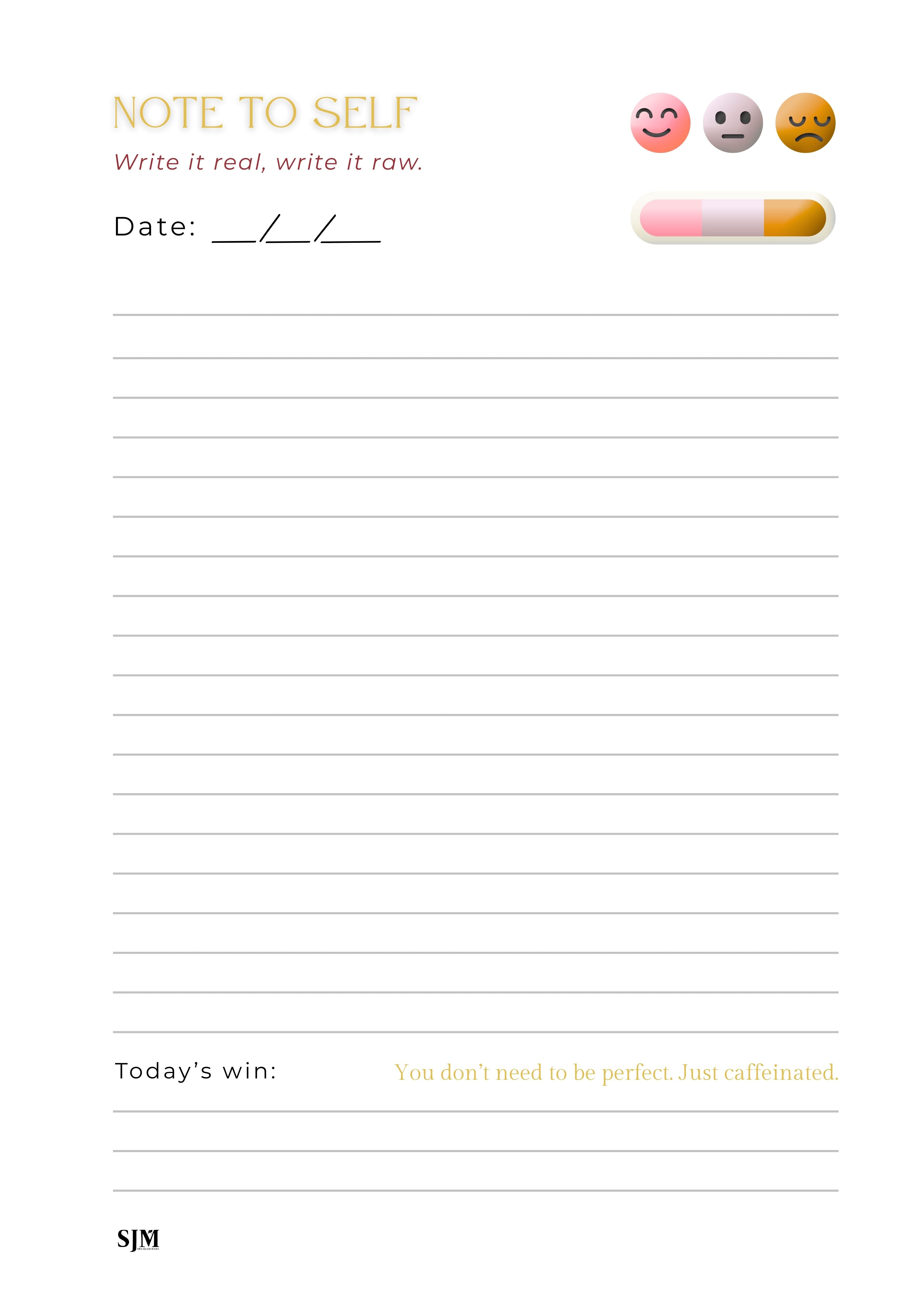 Lined Journal PDF – No Filter Series by Swear Jar Mama™️ | Sassy Printable Notebook