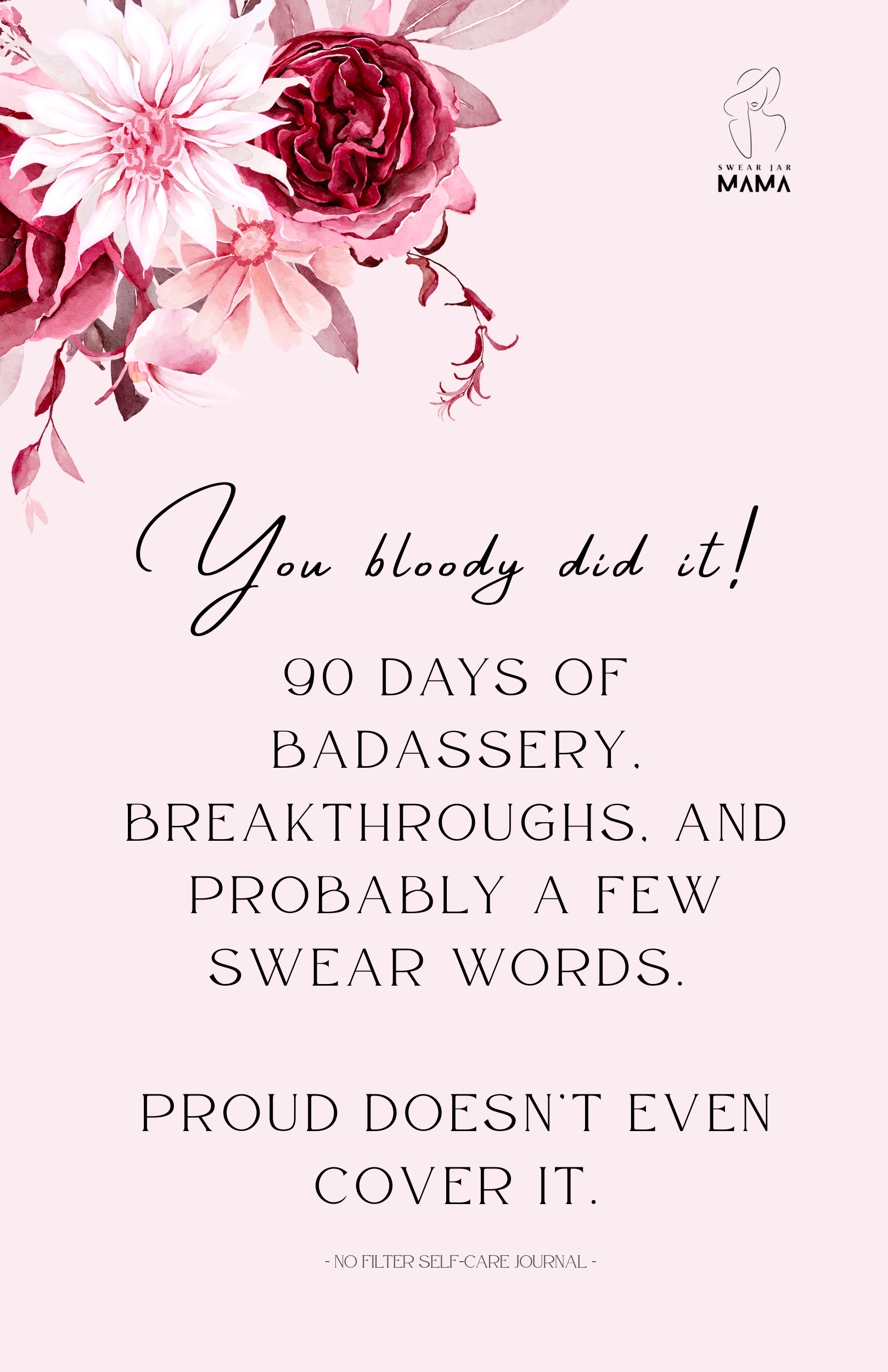 90-Day Cheeky Self-Care Journal PDF – No Filter Series by Swear Jar Mama™️ | Motivational Printable Journal