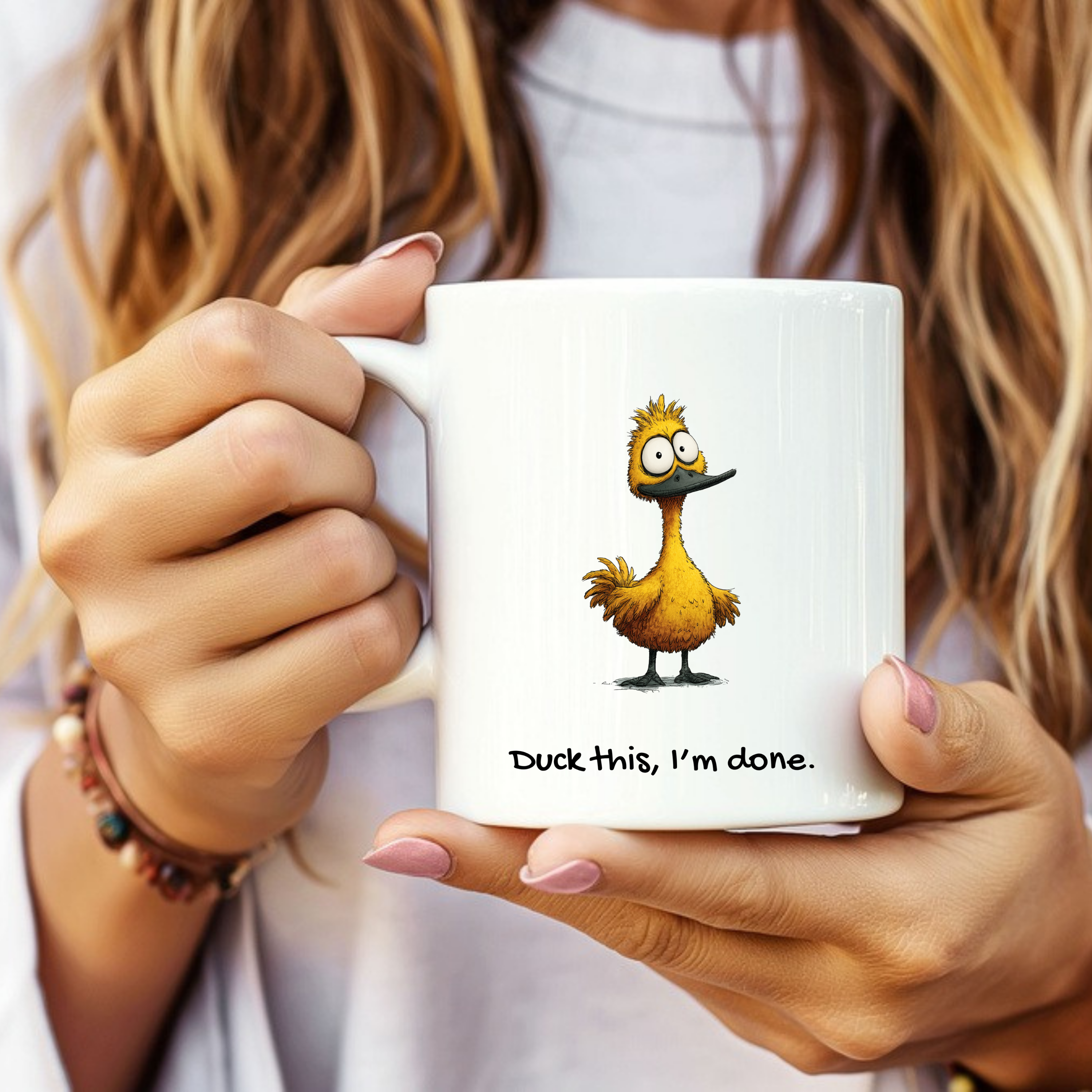 Funny duck mug reading ‘Duck This, I’m Done’ from The Mama Assembly Quirky Animal Mugs collection.