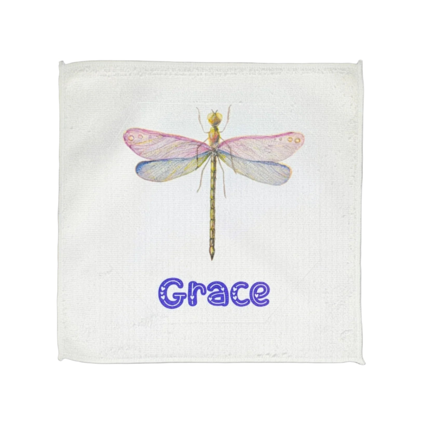 Set of 3 x Personalised Face Washers - Dragonflies