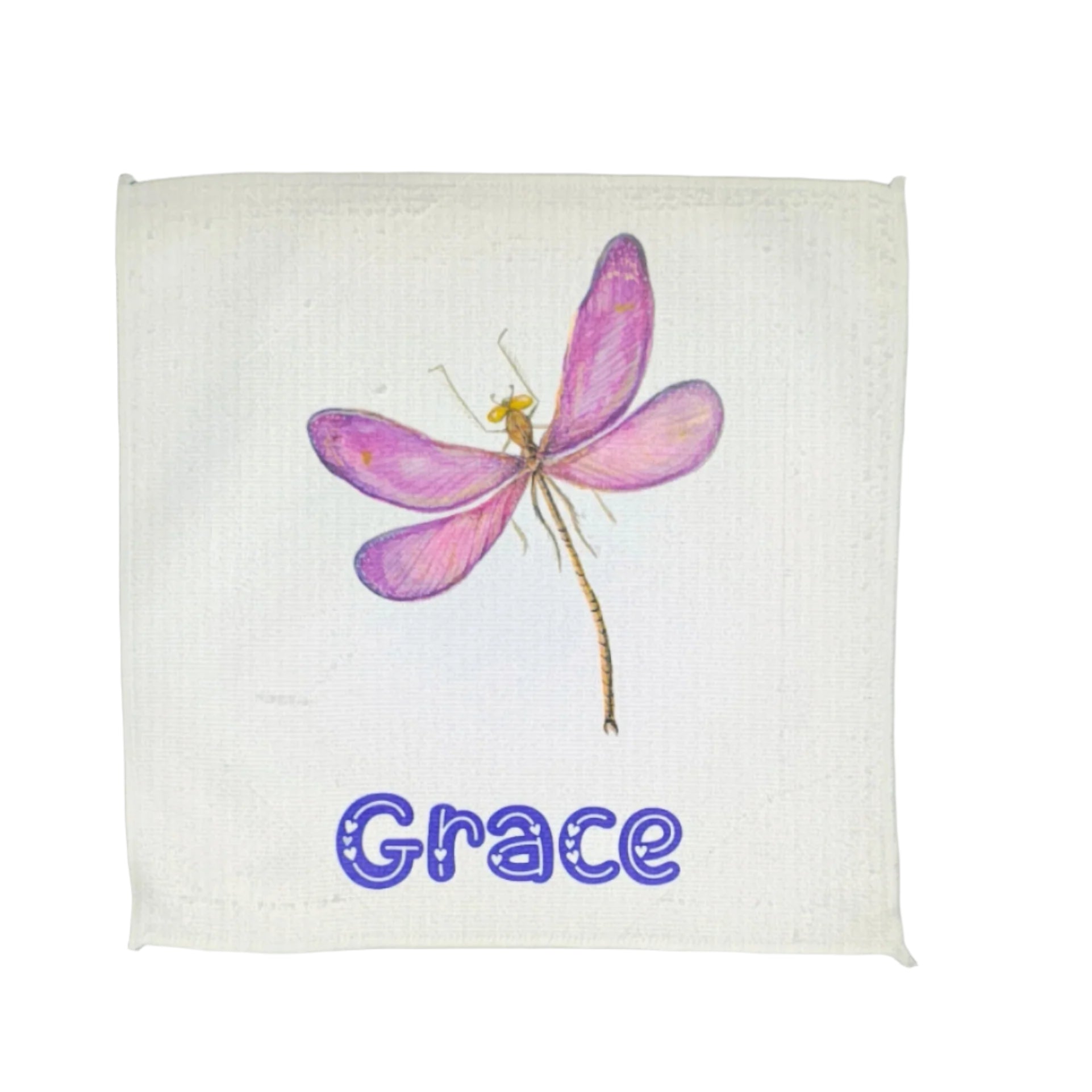 Set of 3 x Personalised Face Washers - Dragonflies