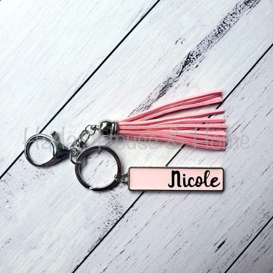 Personalised Tassel Keyring – Custom Name Gift in Multiple Colours