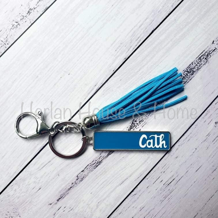 Personalised Tassel Keyring – Custom Name Gift in Multiple Colours