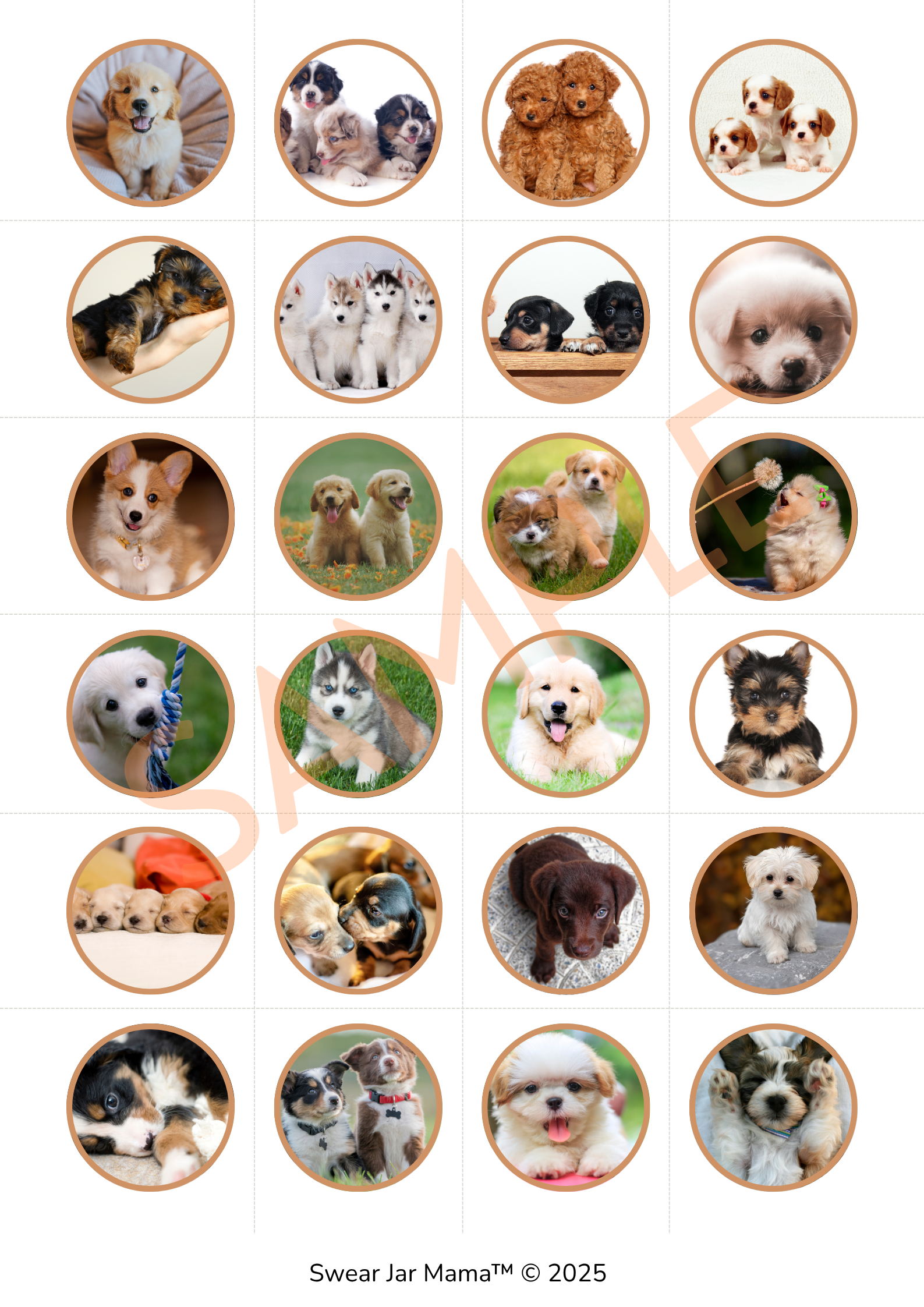 Family Swear Jar Game sample token sheet