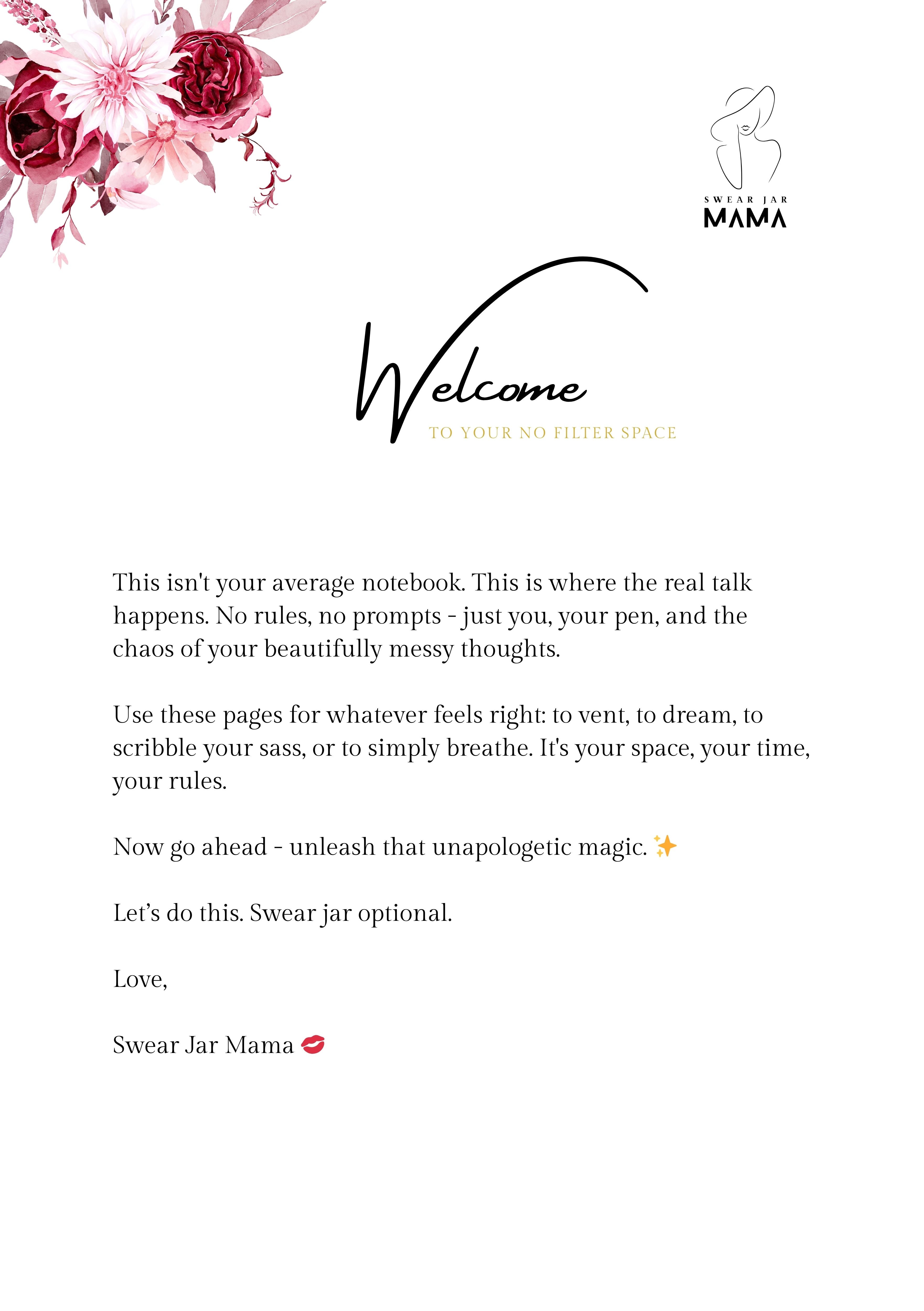 Lined Journal PDF – No Filter Series by Swear Jar Mama™️ | Sassy Printable Notebook