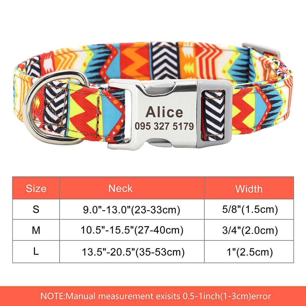 Custom Nylon Pet Collar – Personalised Dog Collar with Name & Phone Num