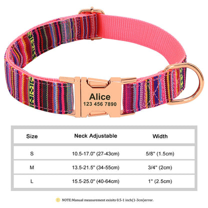 Custom Nylon Pet Collar – Personalised Dog Collar with Name & Phone Num