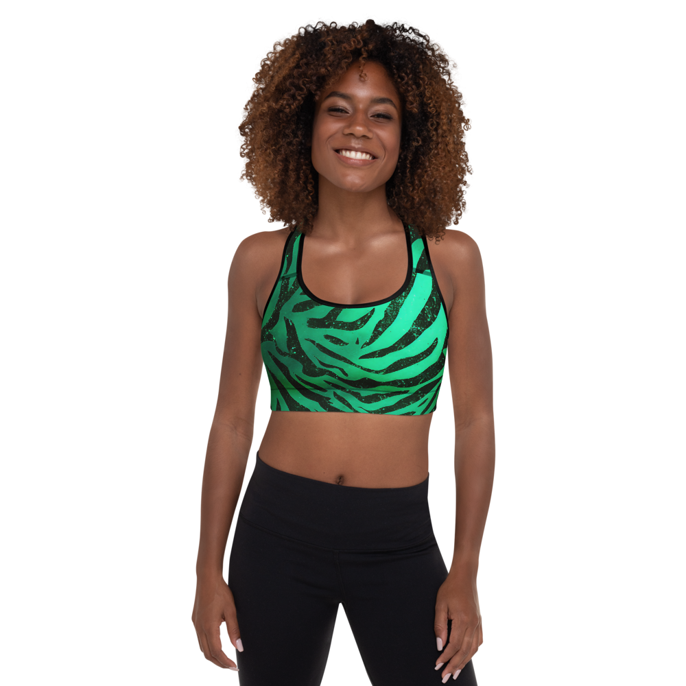 Green Zebra | Padded Sports Bra / Crop Top